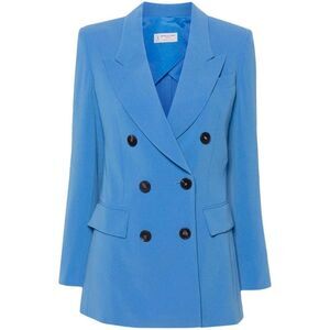 ALBERTO BIANI Double-Breasted Wool Blend Blazer Women BLUE Coats & Jackets